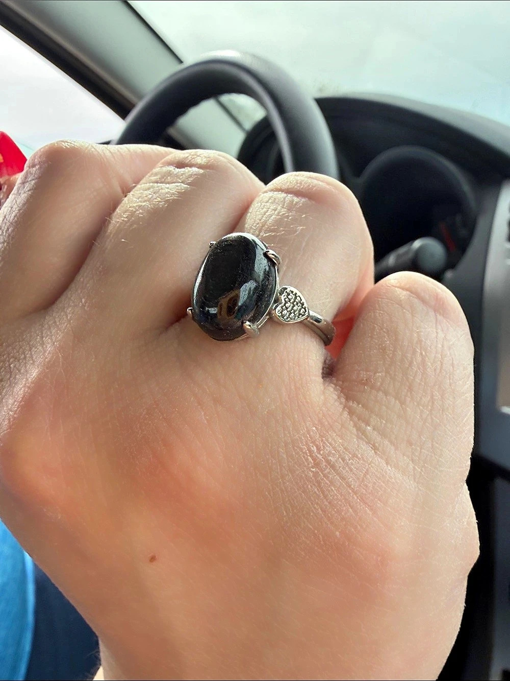 Sterling Silver black spinel Stone Ring